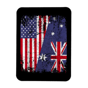 AUSTRALIAN ROOTS Half American Flag AUSTRALIA Magnet
