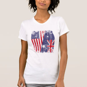 AUSTRALIAN ROOTS  Half American Flag AUSTRALIA  T-Shirt
