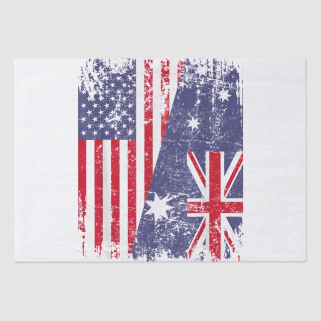 AUSTRALIAN ROOTS  Half American Flag AUSTRALIA  Tissue Paper (Front)