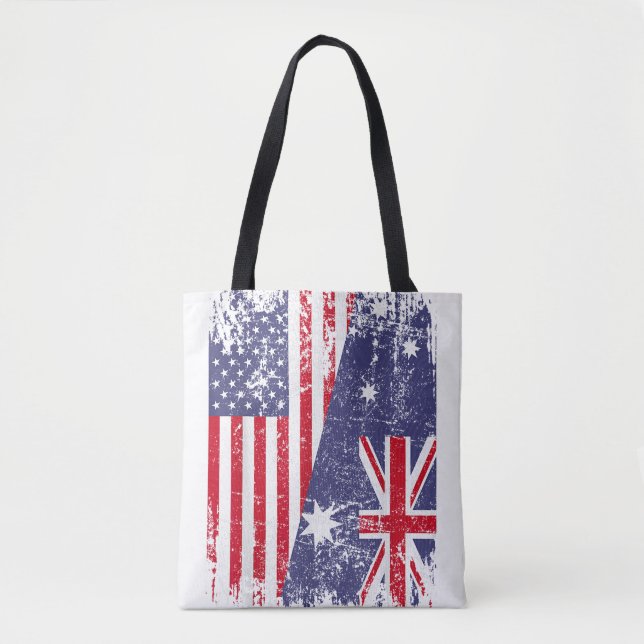 AUSTRALIAN ROOTS  Half American Flag AUSTRALIA  Tote Bag (Front)