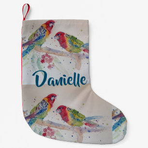 Australian Rosella Parrot Watercolor Name Stocking
