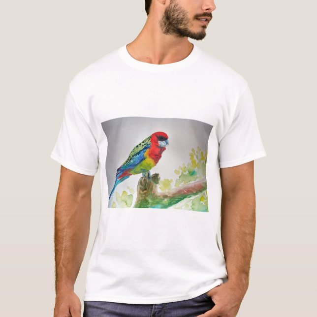 Australian Rosella Parrot Watercolour art T Shirt (Front)