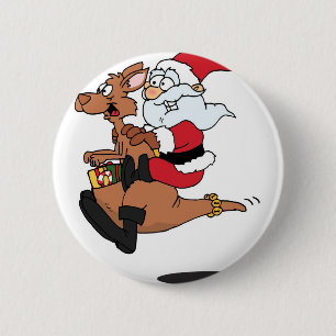 Australian Santa riding a Christmas kangaroo 6 Cm Round Badge