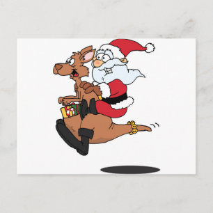 Australian Santa riding a Christmas kangaroo Holiday Postcard