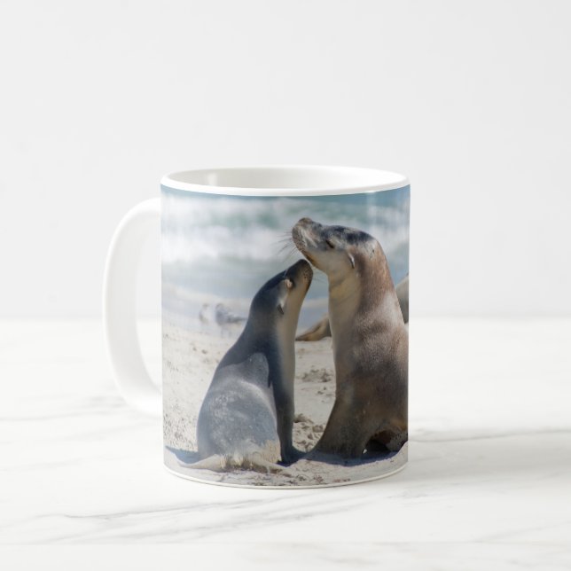 Australian Sea Lion and pup Coffee Mug (Front Left)