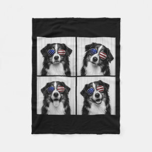 Australian Shepherd 4th Of July Aamerican Flag Dog Fleece Blanket