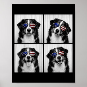 Australian Shepherd 4th Of July Aamerican Flag Poster