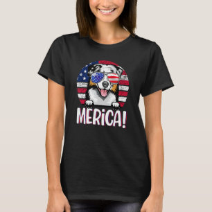 Australian Shepherd 4th Of July American Flag Dog T-Shirt
