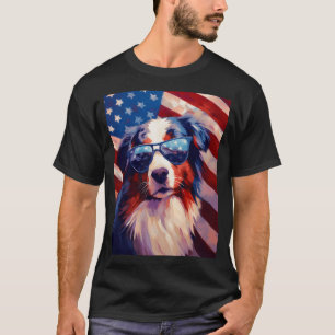 Australian Shepherd 4th of July american flag T-Shirt