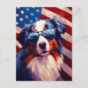 Australian Shepherd 4th of July Independence day Postcard
