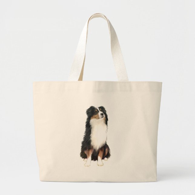 Australian Shepherd (A) - Tri Colour Large Tote Bag (Front)
