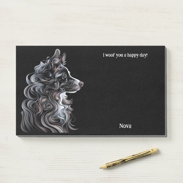 Australian Shepherd Abstract Art Dog Name  Post-it Notes (On Desk)