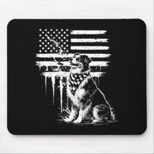 Australian shepherd american flag 4th of july usa mouse pad