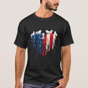 Australian Shepherd American Heart Flag Love 4Th O T-Shirt