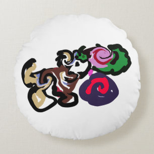 Australian shepherd and roses joy round cushion