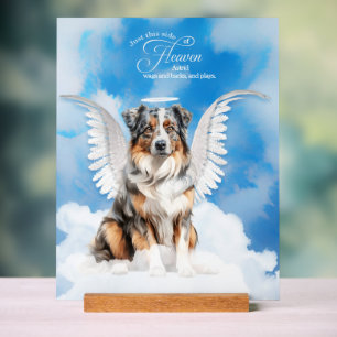 Australian Shepherd Angel Dog Name Pet Memorial Acrylic Sign