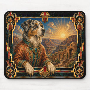 Australian Shepherd, Art Deco Dog Mouse Pad