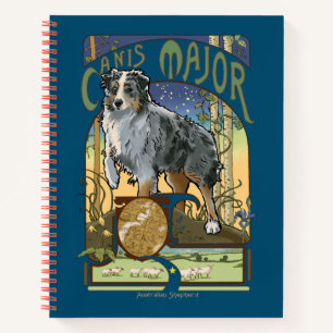 Australian Shepherd Art Nouveau Canis Major Notebook