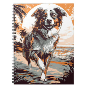 Australian Shepherd at a tropical beach Notebook