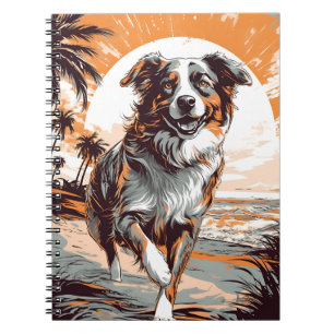 Australian Shepherd at a tropical beach Notebook