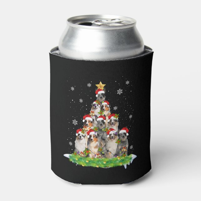 Australian Shepherd Aussie Christmas Ornament Tree Can Cooler (Can Front)