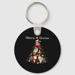 Australian Shepherd Aussie Christmas Tree Xmas Dog Key Ring