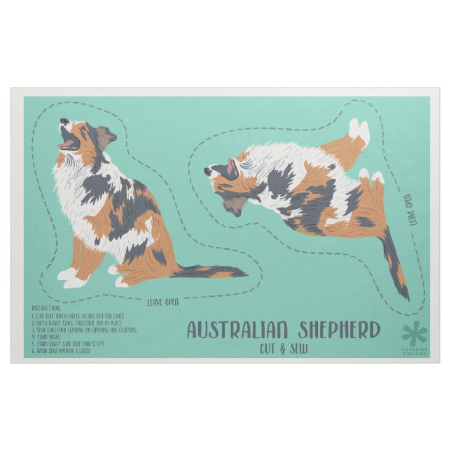Australian Shepherd Aussie Dog Cut and Sew Fabric (Fat Quarter)