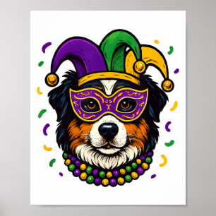 Australian Shepherd Aussie Dog Mardi Gras Carnival Poster