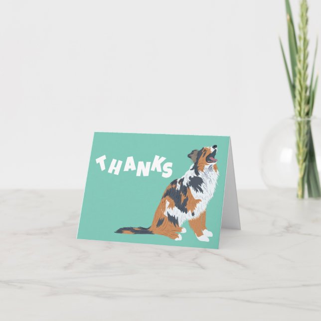 Australian Shepherd Aussie Dog  Thank You Card (Front)