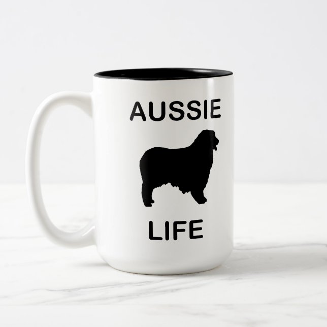 australian shepherd aussie life Two-Tone coffee mug (Left)
