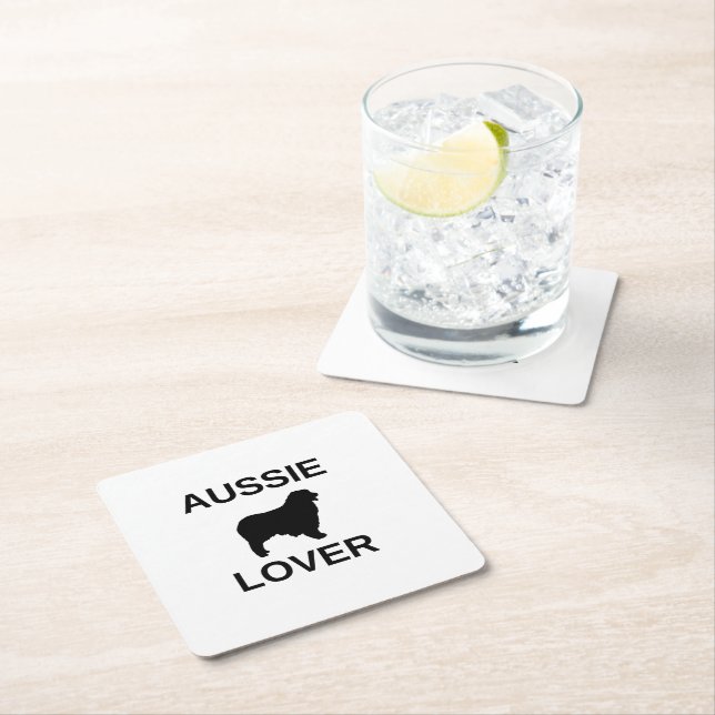 australian shepherd aussie lover square paper coaster (Insitu)