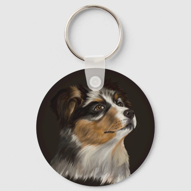 Australian Shepherd - Aussie Puppy Key Ring (Front)