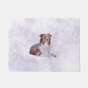 Australian Shepherd - Aussie Watercolor Digital Ar Doormat
