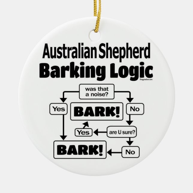 Australian Shepherd Barking Logic Ceramic Ornament (Front)