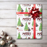 Australian Shepherd, Bird and Christmas Tree Wrapping Paper<br><div class="desc">The repeated pattern on this cute Christmas wrapping paper is an image of a black and white Australian Shepherd Dog wearing a red and white Santa hat. The dog sits among brightly wrapped gift packages beside a decorated Christmas tree. A bullfinch bird is landing on the tree behind it. Stylised...</div>