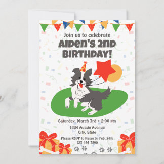 Australian Shepherd Birthday Invitation