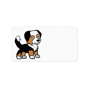 Australian Shepherd Black Tri Cartoon With Tail Label