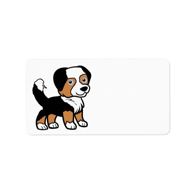 Australian Shepherd Black Tri Cartoon With Tail Label (Front)