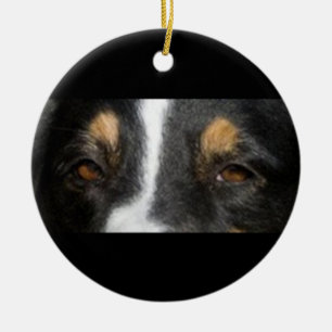 australian-shepherd-black tri eyes ceramic ornament