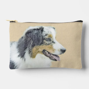 Australian Shepherd Black Tri Painting Dog Art Accessory Pouch