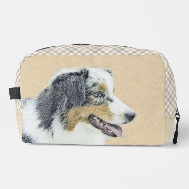 Australian Shepherd Black Tri Painting Dog Art Dopp Kit (Front)