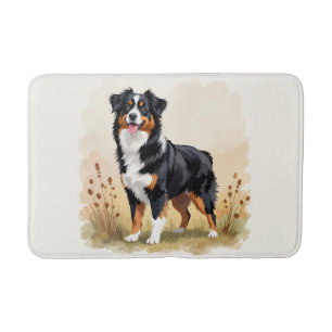 Australian Shepherd Black Tricolor Aussie Dog Bath Mat
