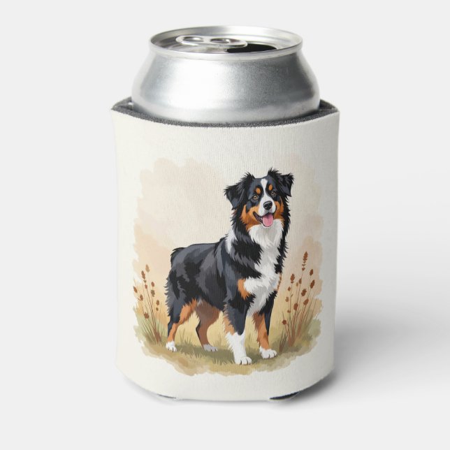 Australian Shepherd Black Tricolor Aussie Dog Can Cooler (Can Back)