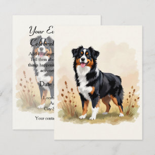 Australian Shepherd Black Tricolor Aussie Dog Invitation