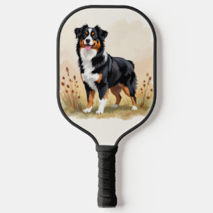 Australian Shepherd Black Tricolor Aussie Dog Pickleball Paddle