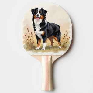 Australian Shepherd Black Tricolor Aussie Dog Ping Pong Paddle