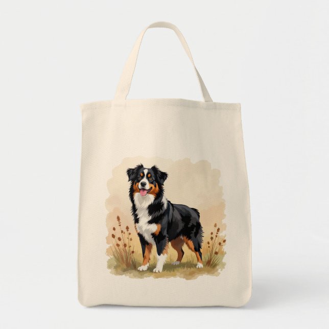 Australian Shepherd Black Tricolor Aussie Dog Tote Bag (Front)