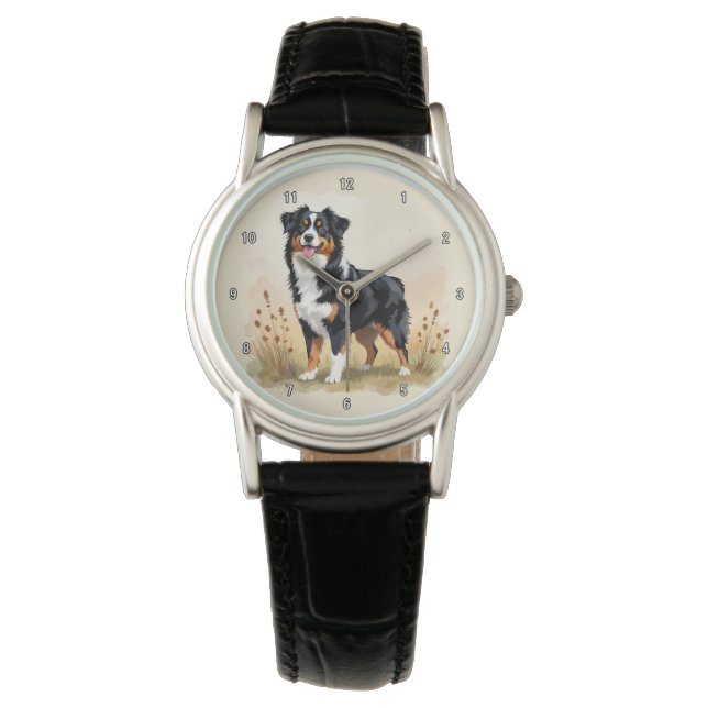 Australian Shepherd Black Tricolor Aussie Dog Watch (Front)