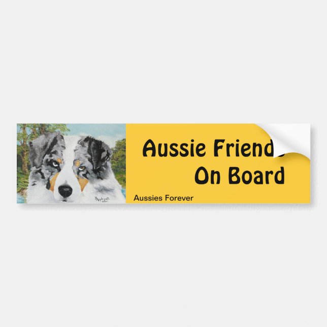 Australian Shepherd Blue Merle Dog Bumper Sticker (Front)