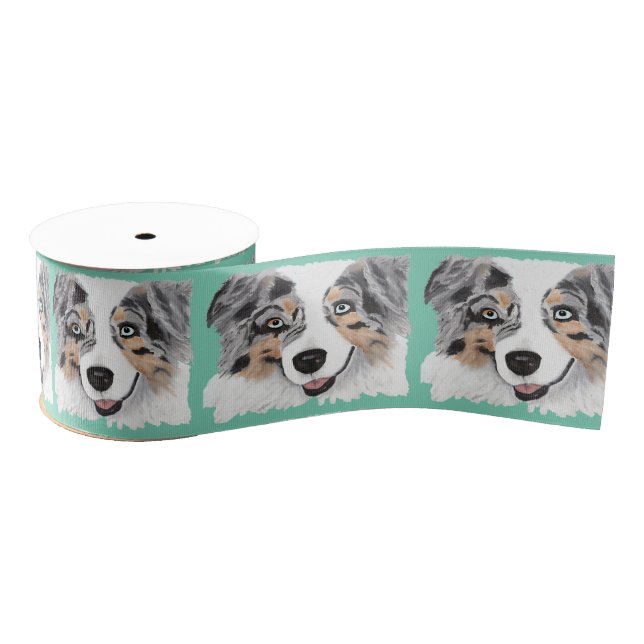 Australian Shepherd Blue Merle Dog Grosgrain Grosgrain Ribbon (Spool)